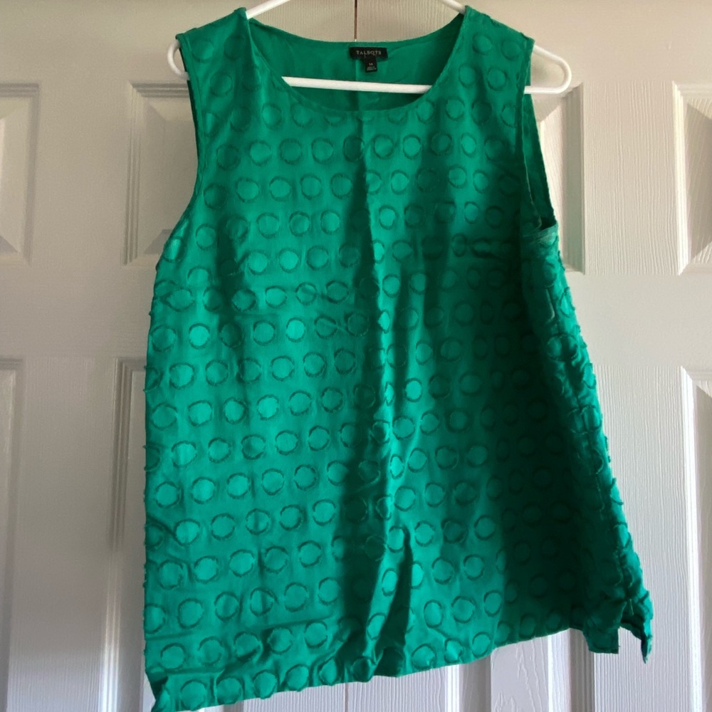 Talbots Green Texture Dot Sleeveless Top